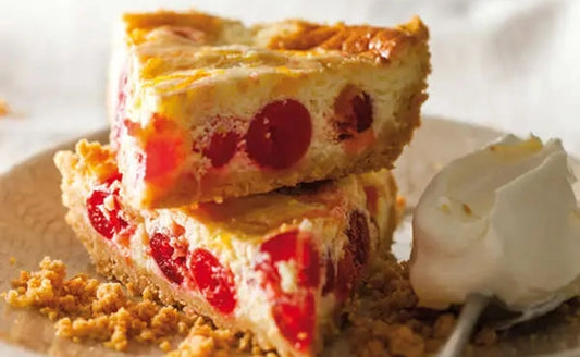 Cheese and Custard Tart with Maraschino Cherries Recipe